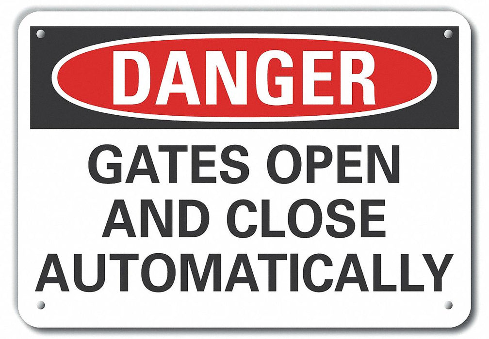 Rflct Gate Operation Danger Sign 10x14in
