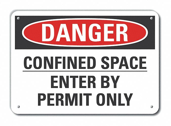 Confined Space Danger Sign 7x10in Plastc