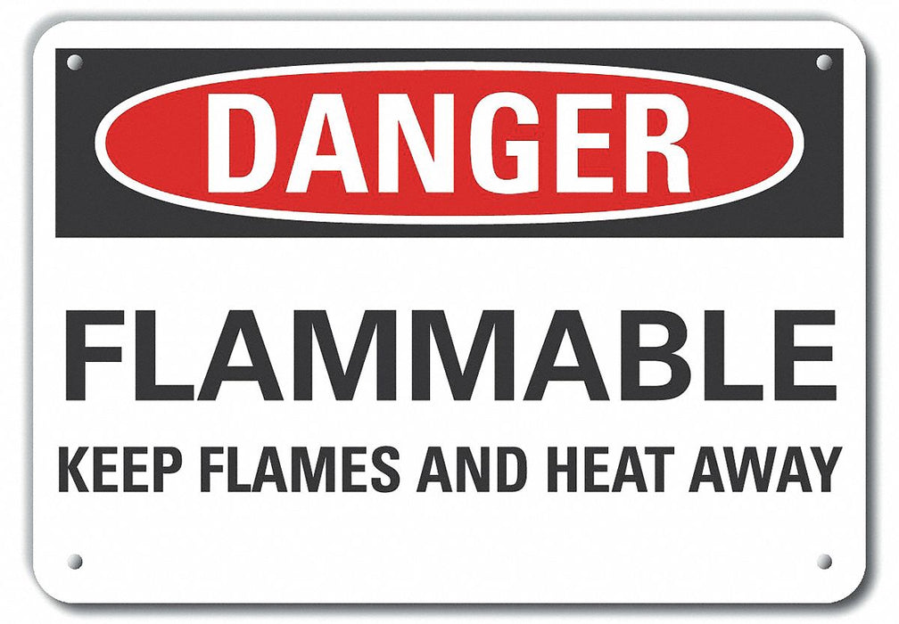 Alum Flammable Mtrl Danger Sign 10x14in