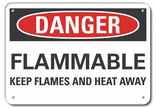 Alum Flammable Mtrl Danger Sign 10x14in