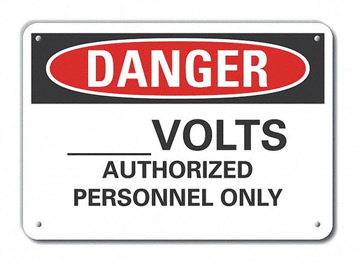 Alum Voltage Danger Sign 7x10in Alum