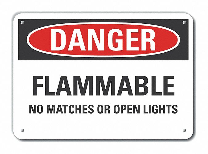 Alum Flammable Mtrl Danger Sign 7x10in