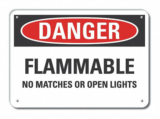 Alum Flammable Mtrl Danger Sign 10x14in