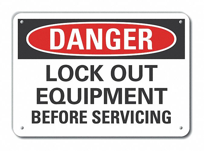 Lockout Tagout Danger Sign 10x14in Alum