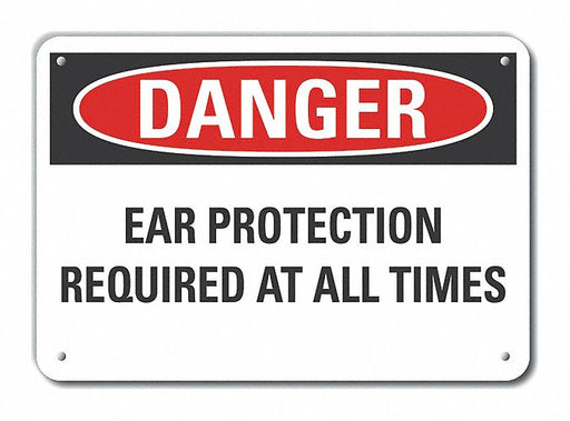 Alum Hearing Danger Sign 7x10in Alum