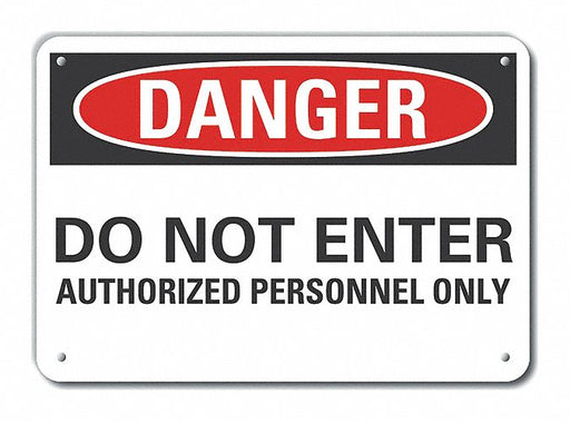 Alum Auth Personnel Danger Sign 7x10in