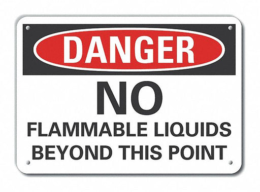 Alum Flammable Mtrl Danger Sign 10x14in