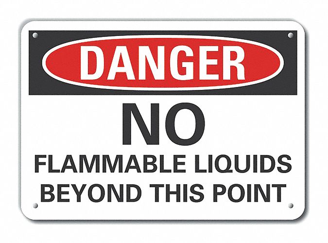 Alum Flammable Mtrl Danger Sign 10x14in