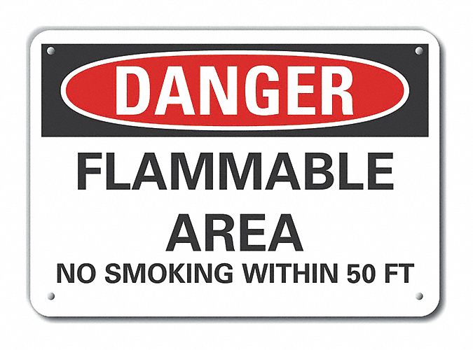 Rflctv Flam Area Danger Sign 10x14in Alu