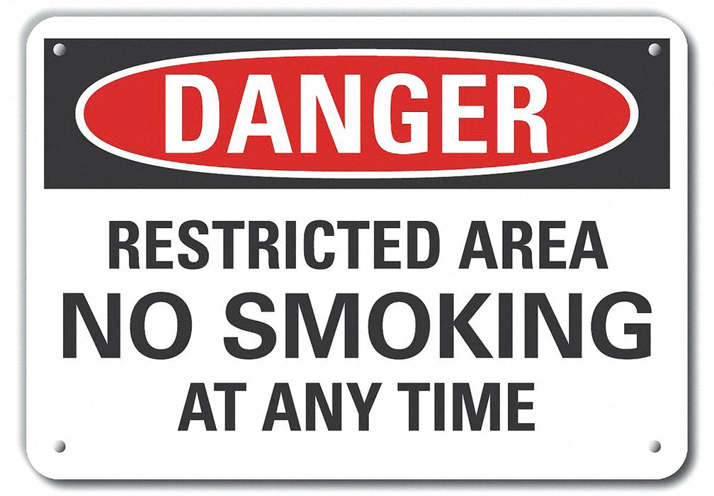 No Smoking Danger Sign 7inx10in Plastic