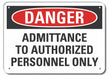 Auth Personnel Danger Sign 10x14in Alum