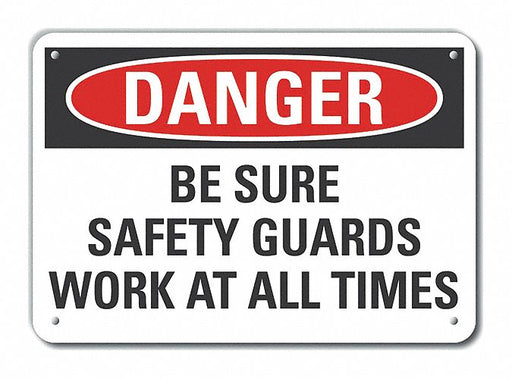 Alum Safety Guards Danger Sign 7x10in