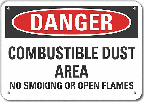 Alum Combust Dust Danger Sign 10x14in