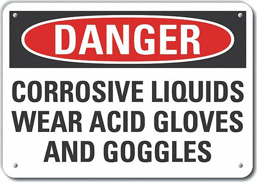 Alum Corrosive Mtrl Danger Sign 10x14in