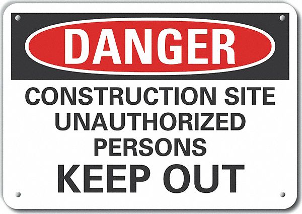 Alum Construct Area Danger Sign 7x10in