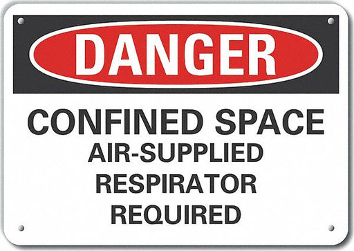 Alum Confined Space Danger Sign 7x10in