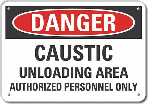 Alum Caustic Danger Sign 7x10in Alum