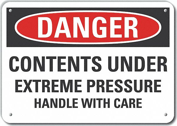 Alum Pressure Danger Sign 10x14in Alum