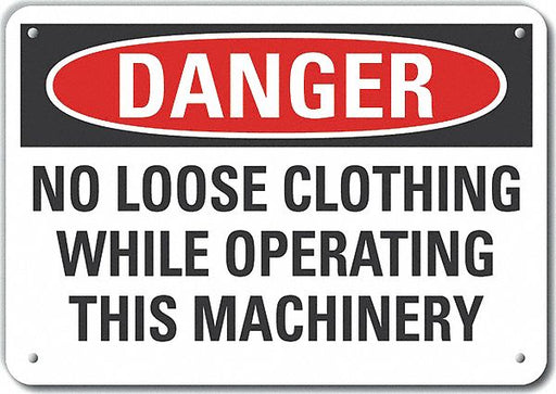Alum Mach Operation Danger Sign 7x10in