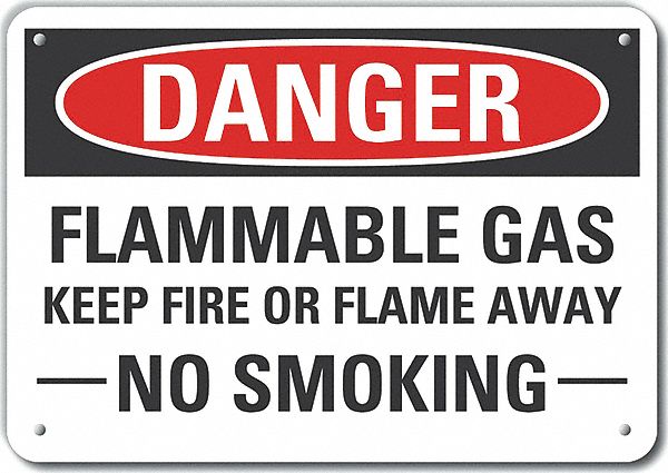 Flammable Gas Danger Sign 10x14in Plstc