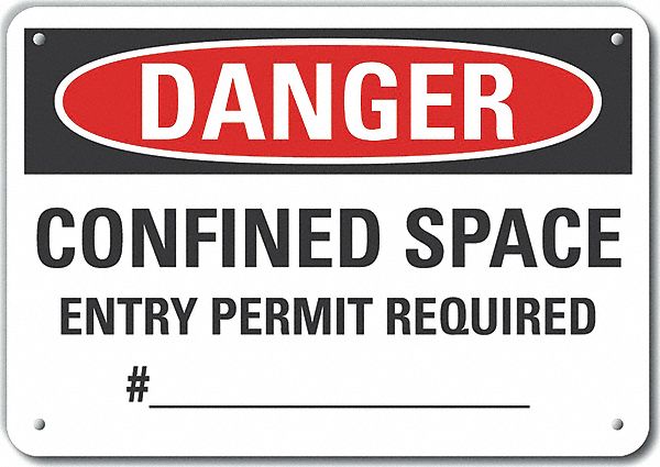 Confined Space Danger Sign 10x14in Alum