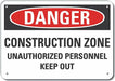 Construct Area Danger Sign 10x14in Alum