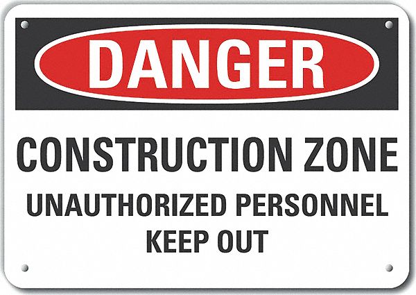 Construct Area Danger Sign 10x14in Alum