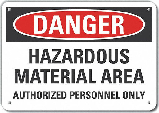 Alum Hazardous Mtrl Danger Sign 10x14in
