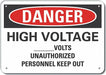 High Voltage Danger Sign 10x14in Plastic