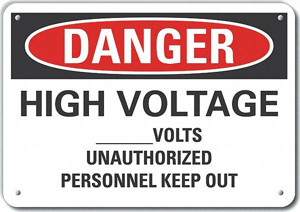 High Voltage Danger Sign 10x14in Plastic