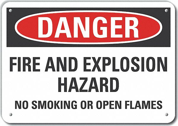 No Smoking Danger Sign 7x10in Plastic