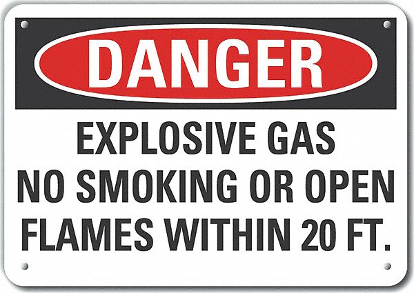 No Smoking Danger Sign 10x14in Plastic