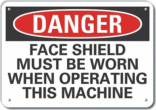 Alum Face Mask Danger Sign 7x10in Alum