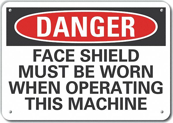 Alum Face Mask Danger Sign 7x10in Alum