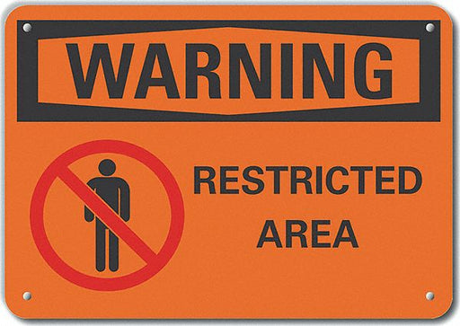 Alum Restricted Area Warn Sign 10x14in