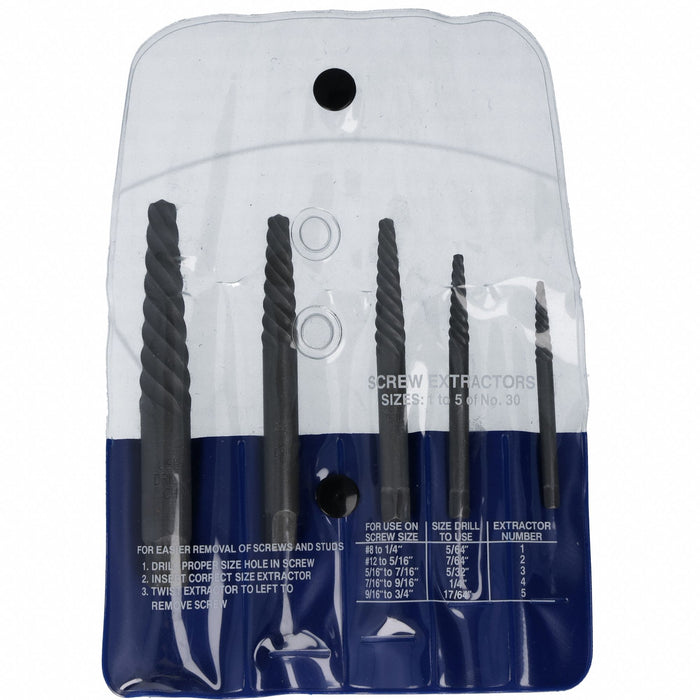 Screw Extractor Set 5pc HCS Pouch