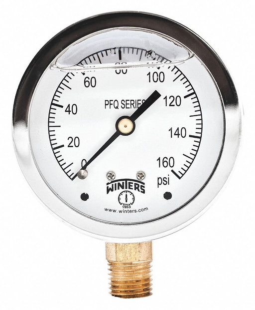 Qual Ss/Br Gauge 2.5 1/4Lm 0-160Psi