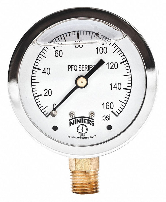 Qual Ss/Br Gauge 2.5 1/4Lm 0-160Psi