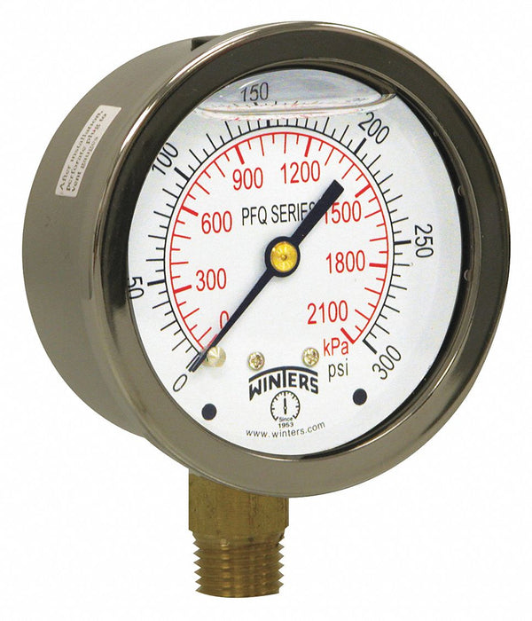 Qual Ss/Br Gauge 2.5 1/4Lm 0-300Psi/Kpa