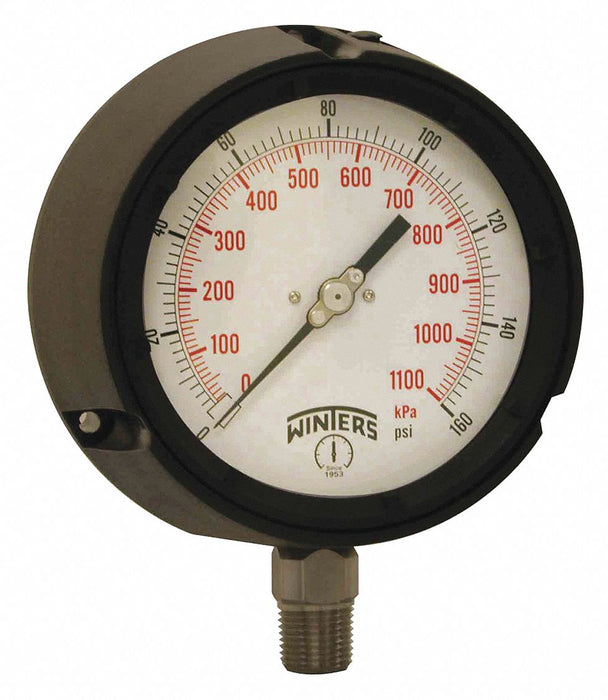 N0226 Pressure Gauge 4-1/2 Dial Size Black
