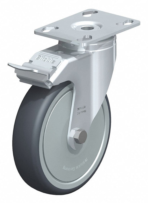 Plate Caster Swivel Rubber 6 5/8 H
