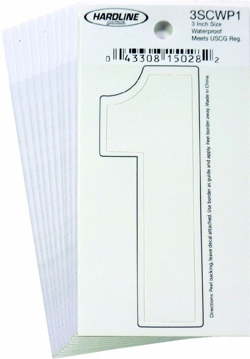 NumberLabel Vinyl 3inH 1-1/4inW PK10