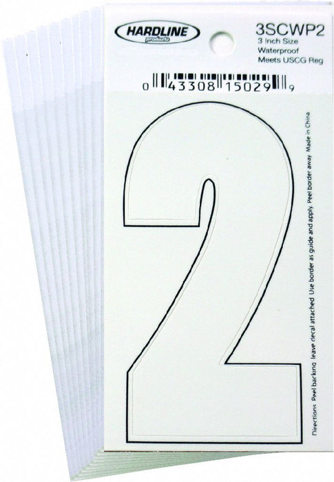 NumberLabel Vinyl 3inH 1-1/4inW PK10