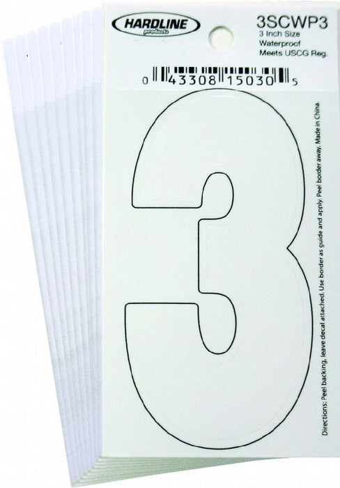 NumberLabel Vinyl 3inH 1-1/4inW PK10