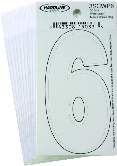 NumberLabel Vinyl 3inH 1-1/4inW PK10