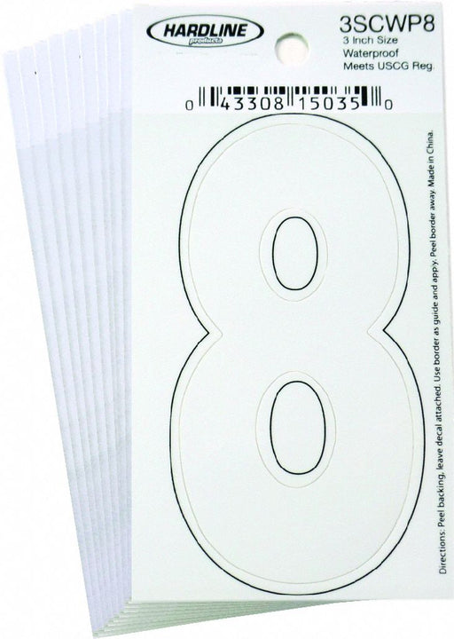 NumberLabel Vinyl 3inH 1-1/4inW PK10