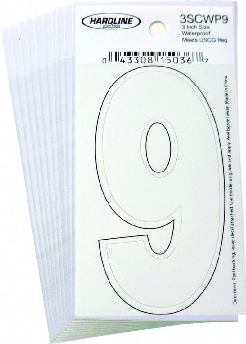 NumberLabel Vinyl 3inH 1-1/4inW PK10