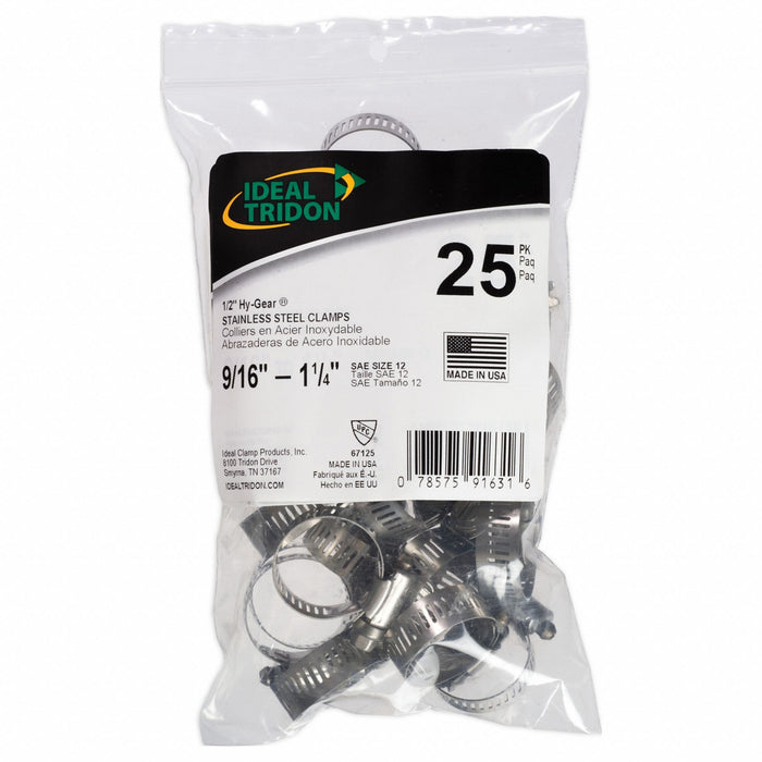 Hose Clamps 1/2 W 1/2 ID PK25