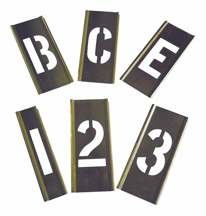Interlocking Stencil Numb Letters Brass