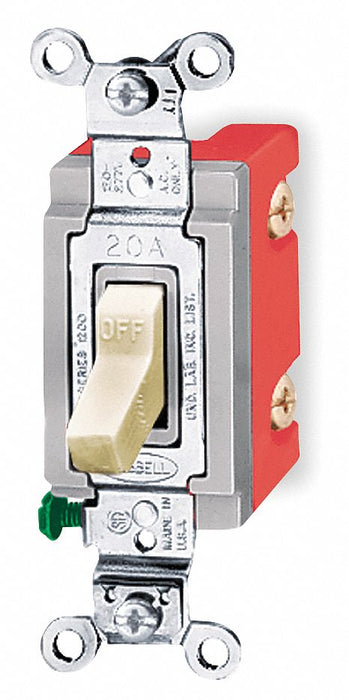 Wall Switch Ivory 20A Back Side SnglPole